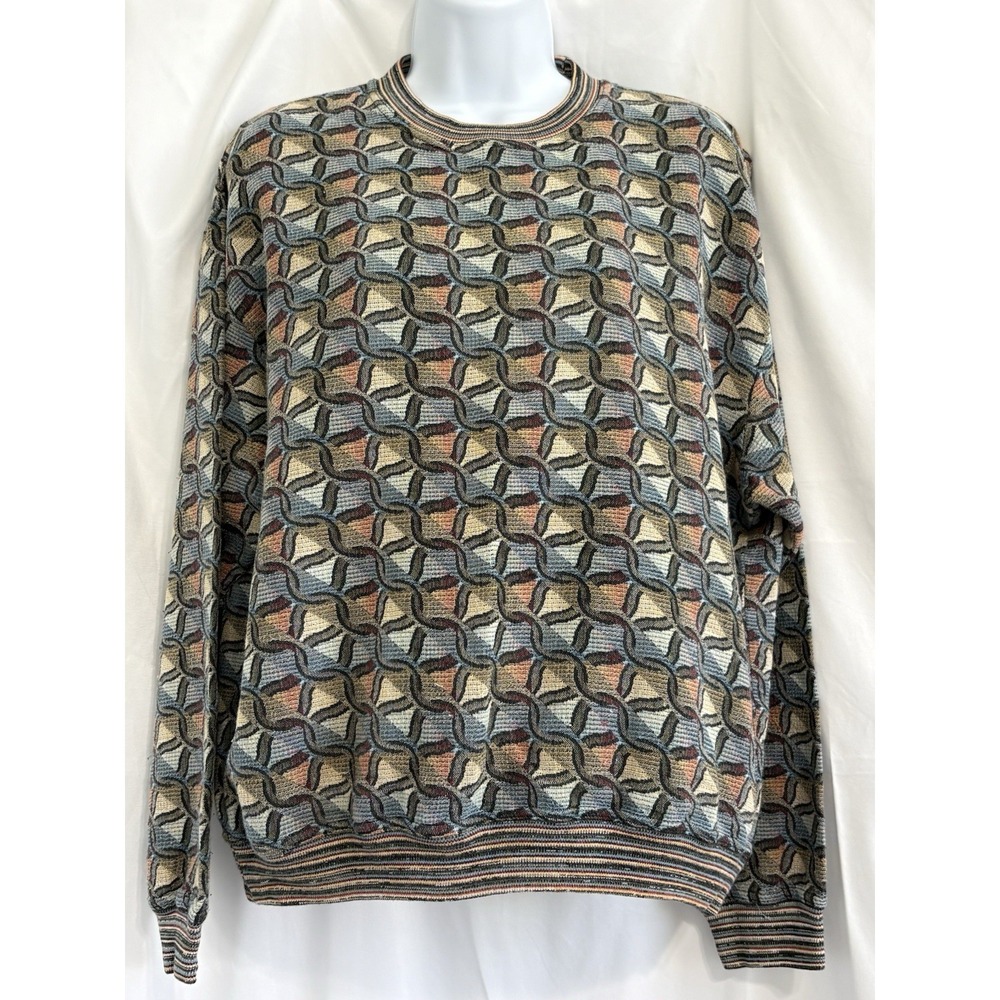 Jhane Barnes Vintage Geometric Textured Knot Crewneck Sweater  W Small